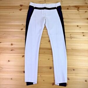 Alberto Makali Pants Womens 4 White & Black Skinny Asymmetrical Cuff Dress Pants